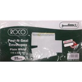 Roco Peel-n-Seal White Envelopes Paper Adhesive 22.5cmX11.5cm Pack 25pcs 