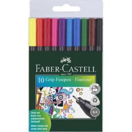 Faber Castell GRIP Fineliner Pen Assorted Ink Color 0.7mm Fine Tip 10pcs