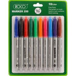 Roco Marker 250 Permanent Marker 0.5-1.2mm Fine Tip Assorted Color 