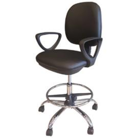 Reception Chair Leather Seat With Arms And Chrome Base