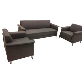 Sofa Set Leather With Chrome Legs 3+1+1