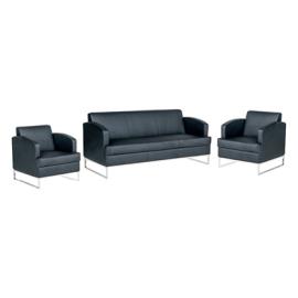 Sofa Set Leather With Chrome 3+1+1