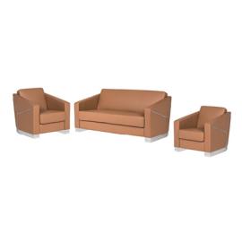 Sofa Set Leather With Chrome 3+1+1