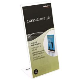 Deflecto ClassicImage Slanted Sign Holder (L-shape) 1/3 of A4 Table Top Acrylic Clear 