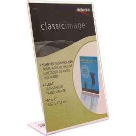 Deflecto ClassicImage Slanted Sign Holder (L-shape) 12.7X17.7cm Table Top Acrylic Clear