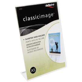 Deflecto ClassicImage Slanted Sign Holder (L-shape) 12.7X17.8cm Table Top Acrylic Clear