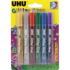 UHU Glitter Glue 6X10ml Tube Glitter Art Assorted Color