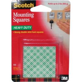 3M Scotch Mounting Squares Heavy Duty 1inX1in White 