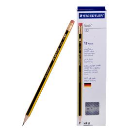 Staedtler Noris HB Pencil With Eraser Tip Yellow/Black PK 12pcs 