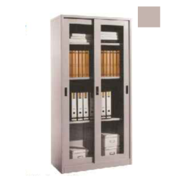 Uchida Filing Cabinet Sliding 2 Door Glass 3 Shelf 53kg Beige Color Size H1830xW915xD457mm