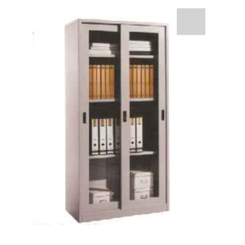 Uchida Filing Cabinet Sliding 2 Door Glass 3 Shelf  53kg Gray Color Size H1830xW915xD457mm