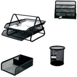 SAB Desk Set 4pcs Metal Mesh Black Color