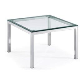 Tea Table Glass With Stenless Steel Size 60x60x45cm 