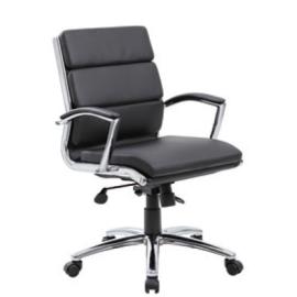 Modern Chair Low Back Leather Seat With Chrom Base