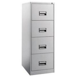 Metal Drawer Cabinet 4 Drawers With Central Lock Silver Color