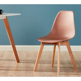 Dining Chair Flesh Color With Wood Legs (Hight Legs 53cm)