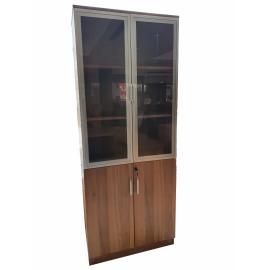 Wooden Cabinet 2 Doors Half Wood & Half Glass Size 180xm Milas Color