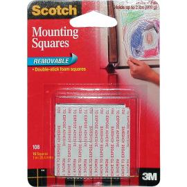 3M Scotch Removable Mounting Squares 16pcs 1inX1in Grey  