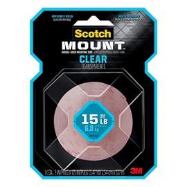Scotch-Mount Outdoor Clear Double-Sided Mounting Tape Holds Up To 6.8kg  