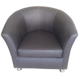 Sofa 1 Seater Leather Chrome Legs Black Color