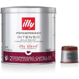 illy Blend Intenso Bold Roast Torrefaction Instense 100% Arabica 21 Espresso Capsules 5oz - 140.7gr  