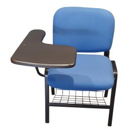 Class Chair Cloth Blue With Side Table and Metal Base