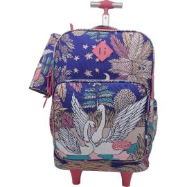 Roco Swan Trolley Bag With Accessory For Device 15.6 inch Color Pattern Prints & Blue  