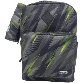 Roco Zigzag Abstract Backpack With Accessory For Device 15.6 inch Color Black & Green  