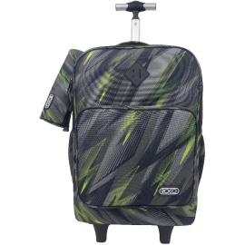 Roco Zigzag Abstract Trolley Bag With Accessory For Device 15.6 inch Color Black & Green  
