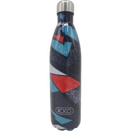 Roco Geometry Abstract Water Bottle 750 ml Black & Blue  