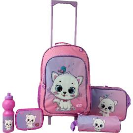 Roco Cat and Bird 5 in 1 Value Set Trolley Bag With Accessory Color Purple & Pink  