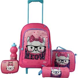 Roco Meow Cat With Glasses 5 in 1 Value Set Trolley Bag With Accessory Color Pink  