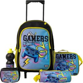 Roco Gamers 5 in 1 Value Set Trolley Bag With Accessory Color Black & Yellow  