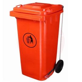 Trash Bin 240L With Step & Wheels Orange Color