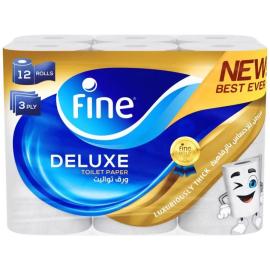 Fine Deluxe Toilet Tissue Roll 3ply PK 12 Roll