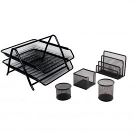 Atlas Desk Set 5pcs Metal Mesh Black Color