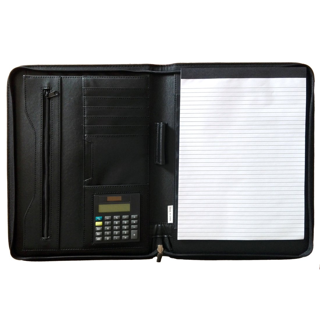 SAB Protofolio With Zipper and Book + Calculator Black 