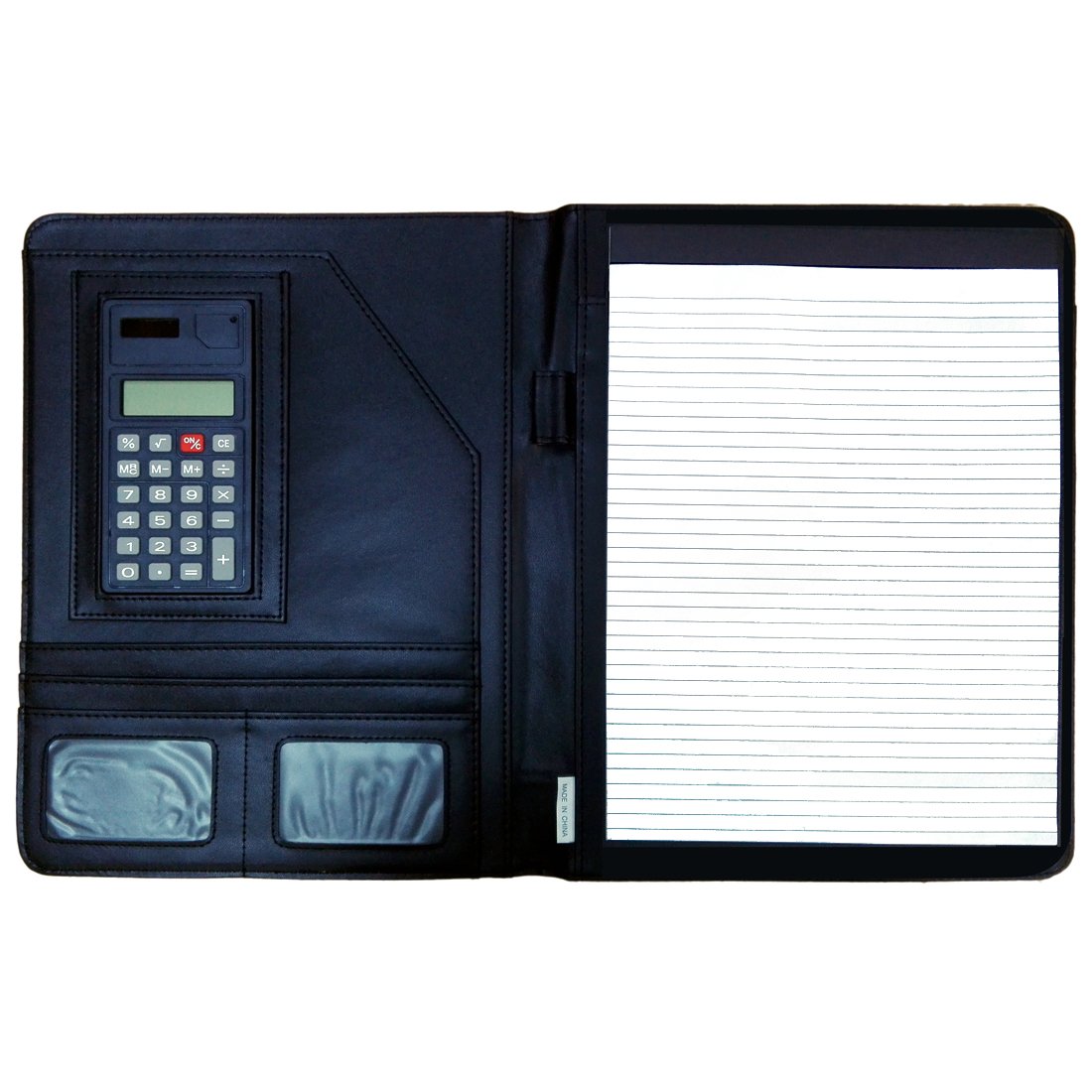 SAB Protofolio With Zipper and Note Pad + Calculator Black 