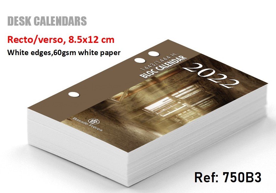 Desk Calendars Punched 2022 Size 12x8.50cm 
