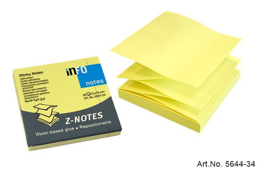 Z-Notes Yellow 75x75mm 100 Sheet 