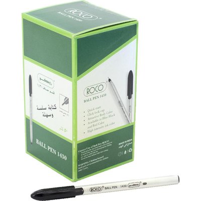 Roco 1430 Rollerball Pen Black Ink Color Medium 1mm Ballpoint PK 50pcs