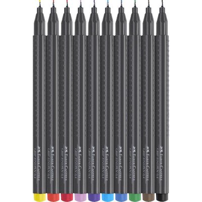 Faber Castell GRIP Fineliner Pen Assorted Ink Color 0.7mm Fine Tip 10pcs 