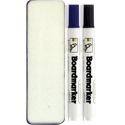 Roco Whiteboard Marker 1.5-3mm Chisel Tip Black/Blue+Eraser 