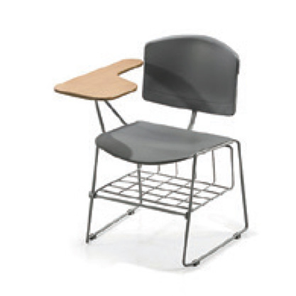 Class Chair Fiber Seat & Wooden Side Table and Metal Base 