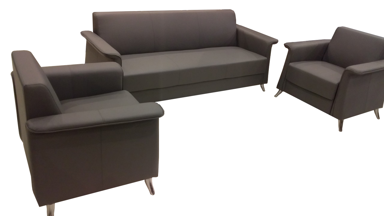 Sofa Set Leather With Chrome Legs 3+1+1 
