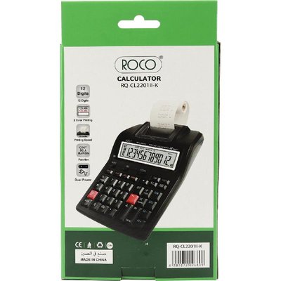 Roco Printing Calculator 12 Digit Large Display Black 