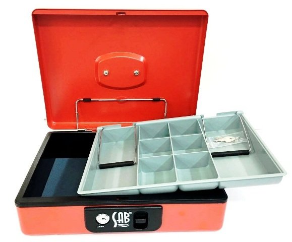 SAB Cash Box Red Color Size 300x230x85mm 