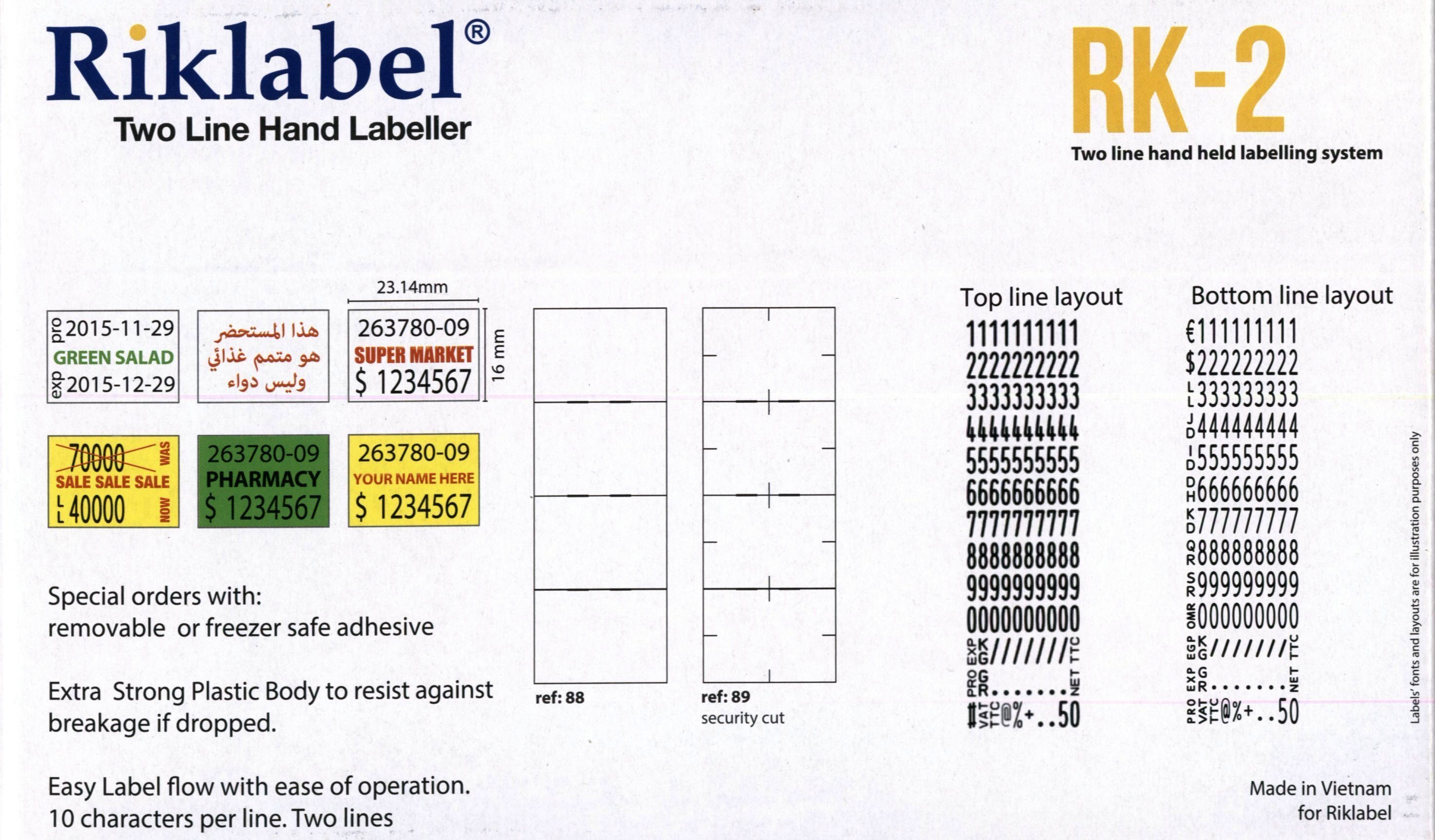 Riklabel RK-2 Manual Pricing Machine With Expiry Date 2 Line 