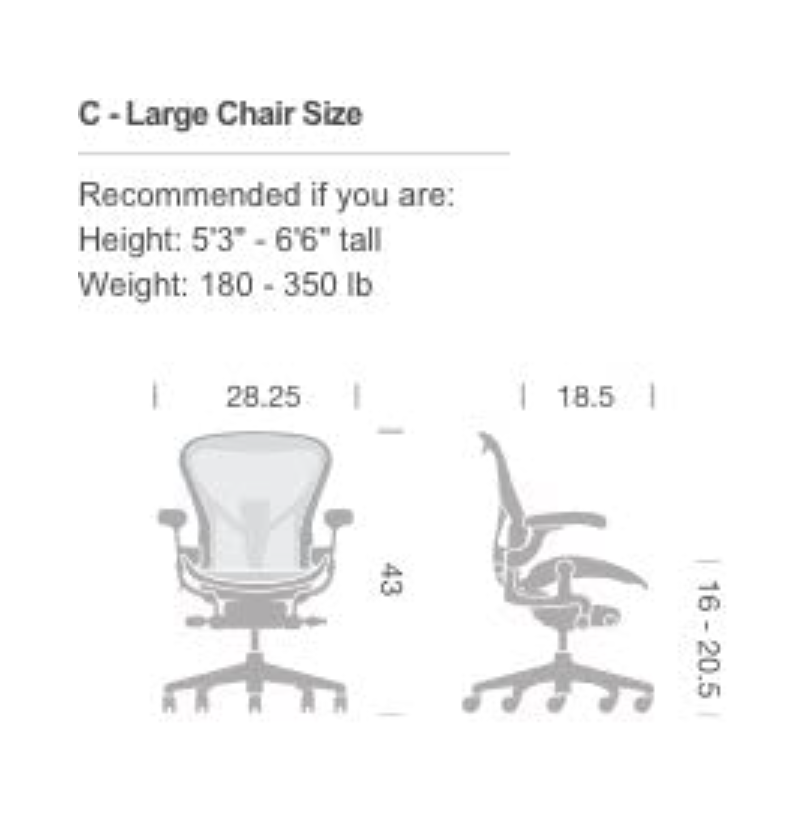 Herman Miller Aeron Ergonomic Chair Size C Graphite Color 