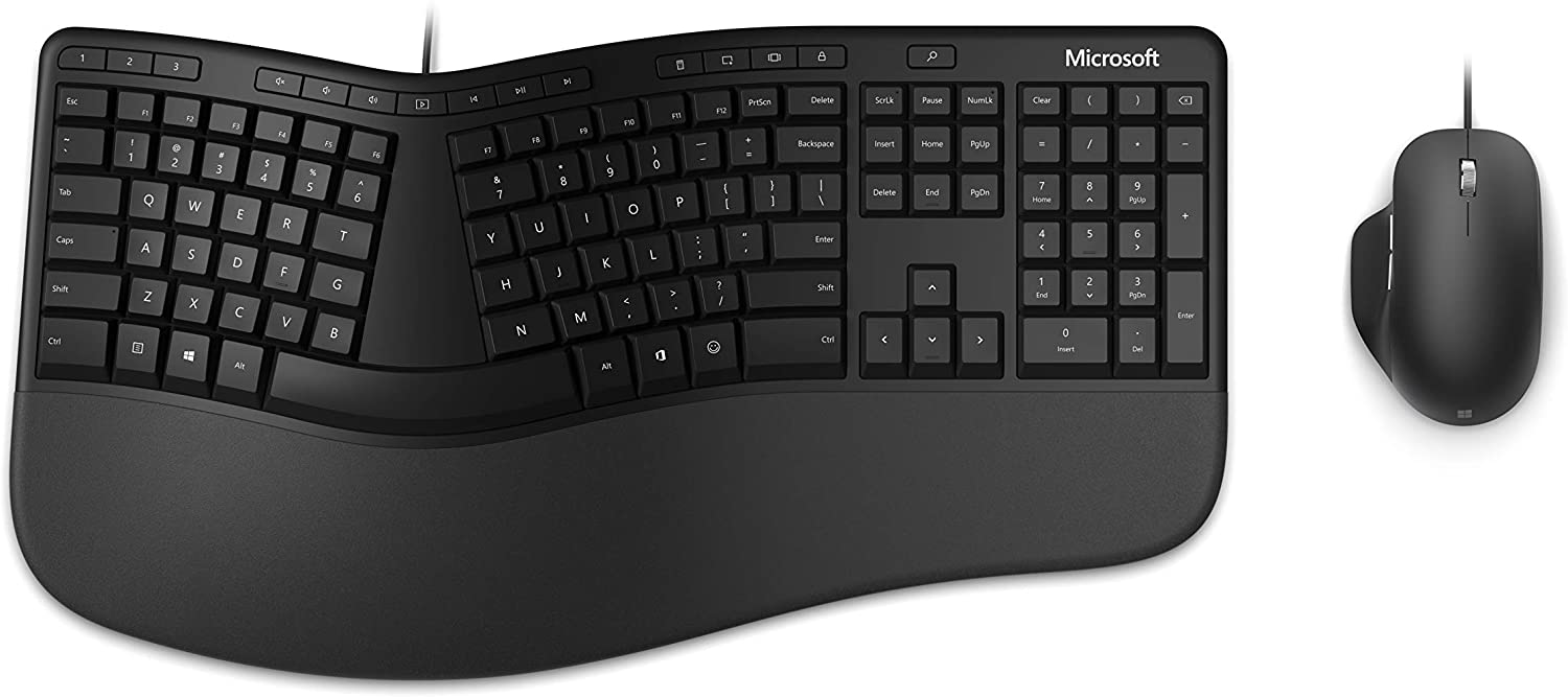 Microsoft Ergonomic Desktop Keyboard and Mouse Combo / Black / Wired Comfortable